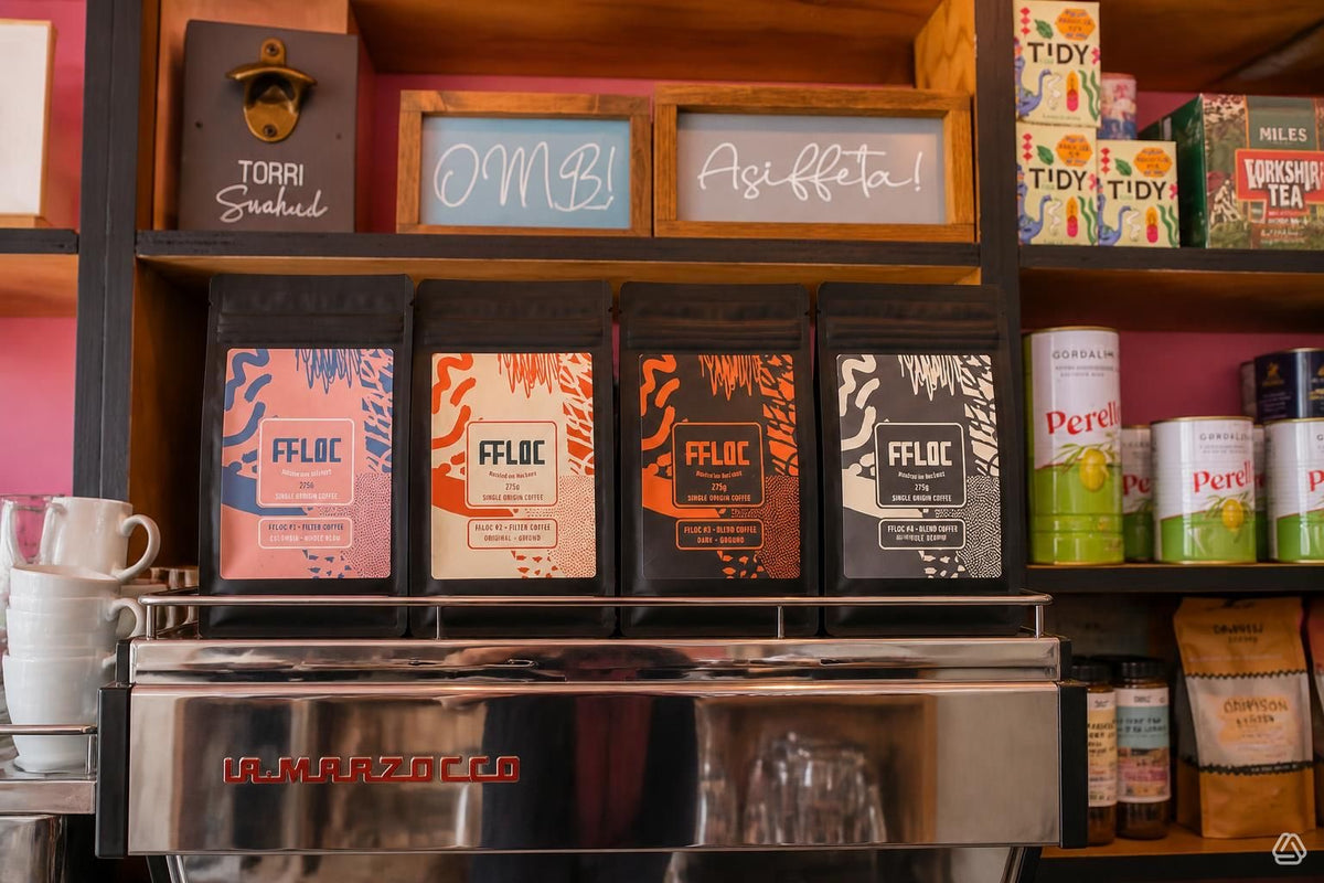 4 unique 225g whole bean coffees for £30. Special offer, FFLOCERS! Colombian caffeinated and decaf Perivian available, FFLOCERS!